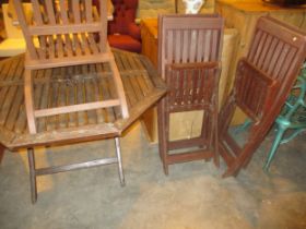 Wooden Garden Table with 4 Folding Chairs