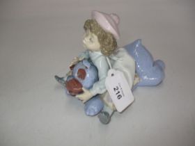 Lladro Figure of a Girl Sitting on a Toy Bear, 5664