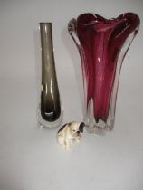 Royal Doulton Dog K1 and 2 Glass Vases