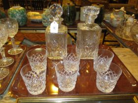 Two Crystal Whisky Decanters and 6 Tumblers