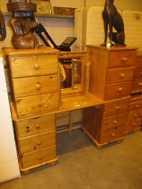 Pine Dressing Table with Mirror and 2 Bedside Chests