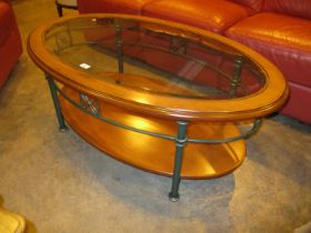 Oval Glass Top Coffee Table, 117x74cm