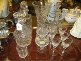 Three Crystal Decanters, Vase, Goblets etc