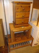 Teak and Tiled Coffee Table, Nest of 3 Tables and a Bedside Chest