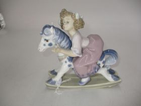 Lladro Figure of a Girl on a Rocking Horse, 5769