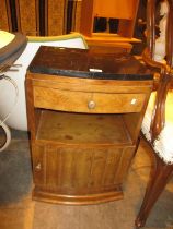 Art Deco Walnut and Marble Top Bedside Cabinet