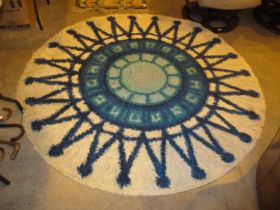 Mid 20th Century Sunburst Rug in the Nordic Rya Style, 195cm