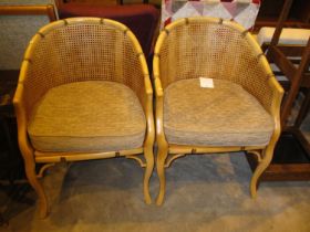 Pair of Bamboo Effect and Bergere Occasional Arm Chairs