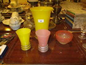 Vasart Glass Dish, Glass Water Jug and 2 Tumblers