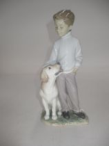 Lladro Figure of a Boy with a Dog, 6902, W20VT