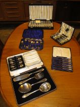 Six Cases of Silver Plated Cutlery and Servers
