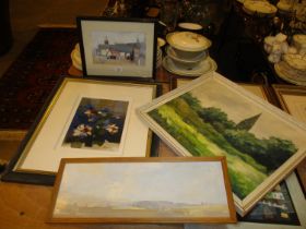 Three Paintings and a Limited Edition Print by Laurie T Forrester (1956-2004)