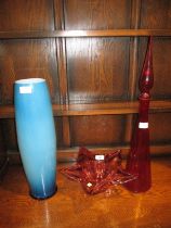 Venetian Glass Dish, Glass Vase and Apothecary Style Bottle