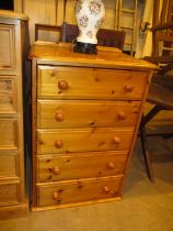 Pine Chest of 5 Drawers, 66cm