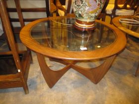 G Plan Mid 20th Century Teak and Glass Astro Circular Coffee Table, 83cm