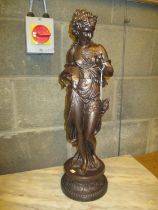 Victorian Patinated Spelter Figure of a Maiden, 58cm