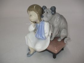 Lladro Figures of a Girl with Dog on a Stool, 5706