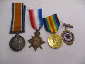 Three WWI Medals and Insurance Medal to 3139 Pte. C.M. Hendry Gord. Highrs.