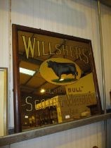 Victorian Pub Mirror for Willsher's Black Bull Scotch Whisky Dundee by London Sandblast Glass