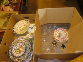 Two Boxes of Decorative Ceramics, Crystal etc