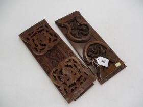 Two Carved Wood Book Slides