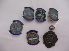 Four Silver Dundee Thistle Road Club Badges and a Metal Badge and Pendant