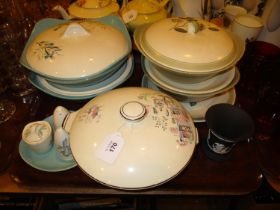 Two Pairs of Mid 20th Century Tureens, Single Tureen, Condiments and Wedgwood Vase