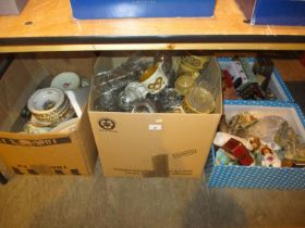 Four Boxes of Ceramics, Glass, Ornaments, Tins, Japanese Tea China etc