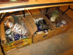 Three Boxes of Ceramics, Glass etc