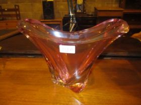 Val St. Lambert Pink Glass Vase, 20cm high max.