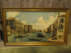 After Canaletto, Oil on Canvas, Grand Canal Venice, 51x94cm