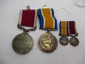 WWI Medal and Long Service and Good Conduct Medal with Miniatures to W.O. CL. 1 R.H. Burnard C. OF.