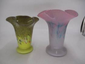 Vasart Pink & White Glass Vase, 25cm, and a Similar Vase, 21cm