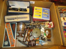 Parker Pens, Rolls Razor, Brass Fly Reel etc