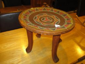 African Bead Decorated Stool, 41cm