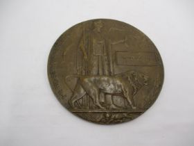 WWI Bronze Death Plaque to David Walsh