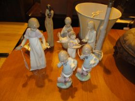 Nao Lamp and 4 Figures, 3 Other Figures and a Dish