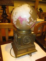 Brass and Glass World Globe Lamp