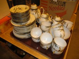 Japanese Porcelain Geisha Lithophane Tea Set