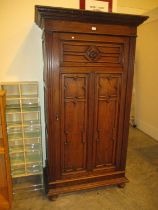 Gothic Oak Wardrobe, 92cm