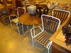 Vintage Metal and Wood Garden Table with 4 Chairs