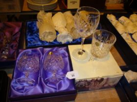 Boxed Set of 5 Crystal Wine Goblets, 4 Whisky Tumblers and a Pair of Bohemia Goblets