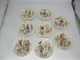 Set of 8 Sarreguemines Hunting Scene Plates