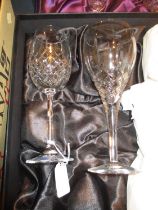 Two Boxed Sets of 6 Bohemia Crystal Red and White Wine Goblets