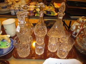 Four Crystal Decanters, Water Jug and 5 & 2 Whisky Tumblers