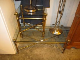 Brass and Glass Coffee Table and Lamp Table