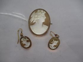 Cameo Brooch and a Pair of Earrings