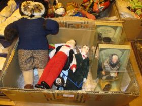 Two Highland Character Dolls, Owl Golfer and Laurel and Hardy