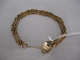 9ct Gold Padlock Bracelet, 10.6g