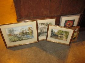 Gerald Woolley, 3 Watercolours, Basingstoke Canal, Loire Valley and Dogmersfield, along with Various